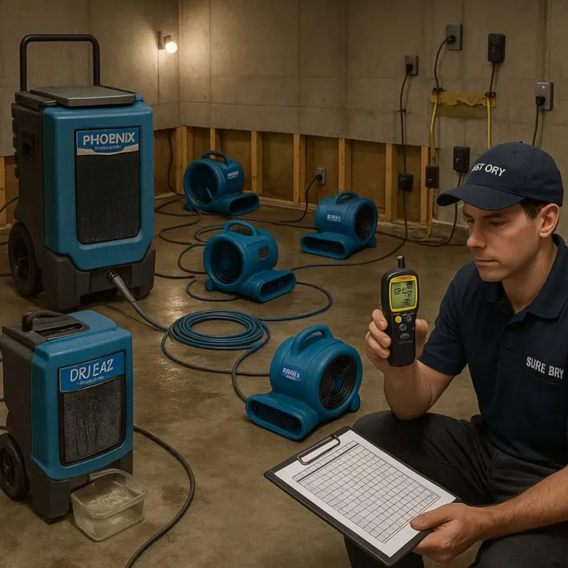 Structural Drying and Dehumidification process in River Edge, NJ